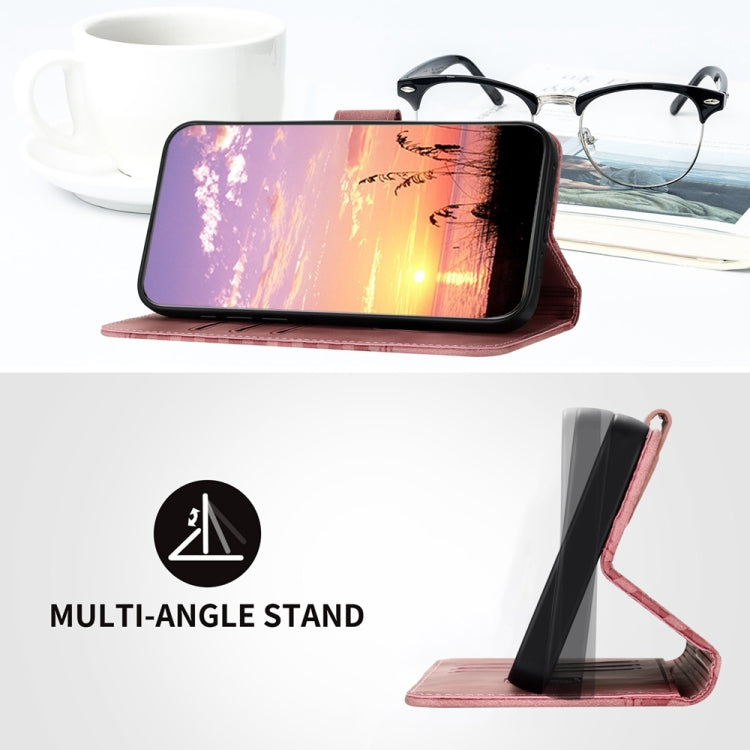 For Samsung Galaxy S25 Ultra 5G Elephant Head Embossed Phone Leather Case with Lanyard(Pink) by buy2fix