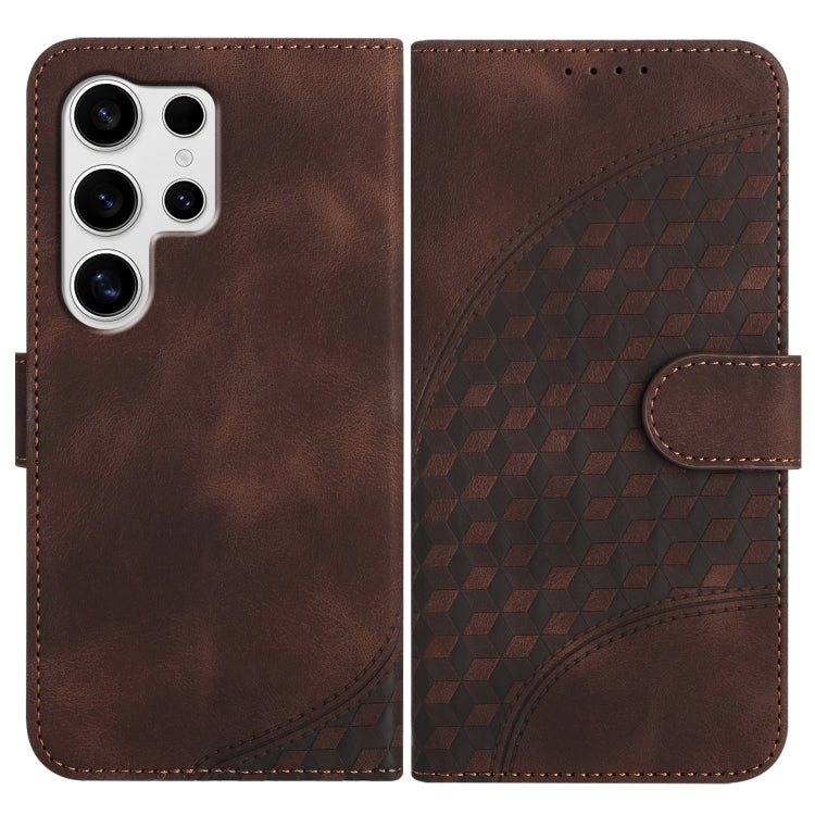 For Samsung Galaxy S25 Ultra 5G Elephant Head Embossed Phone Leather Case with Lanyard(Coffee) by buy2fix