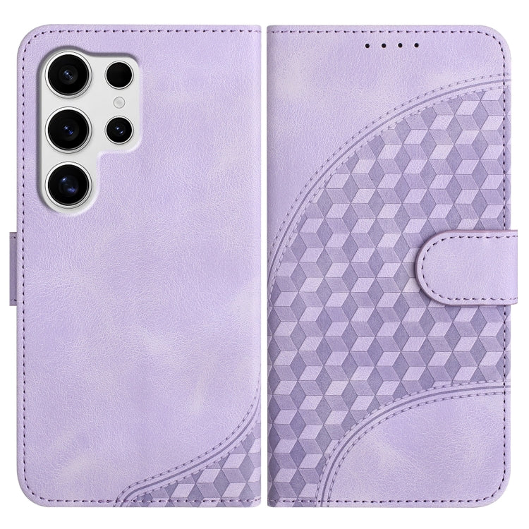 For Samsung Galaxy S25 Ultra 5G Elephant Head Embossed Phone Leather Case with Lanyard(Light Purple) by buy2fix