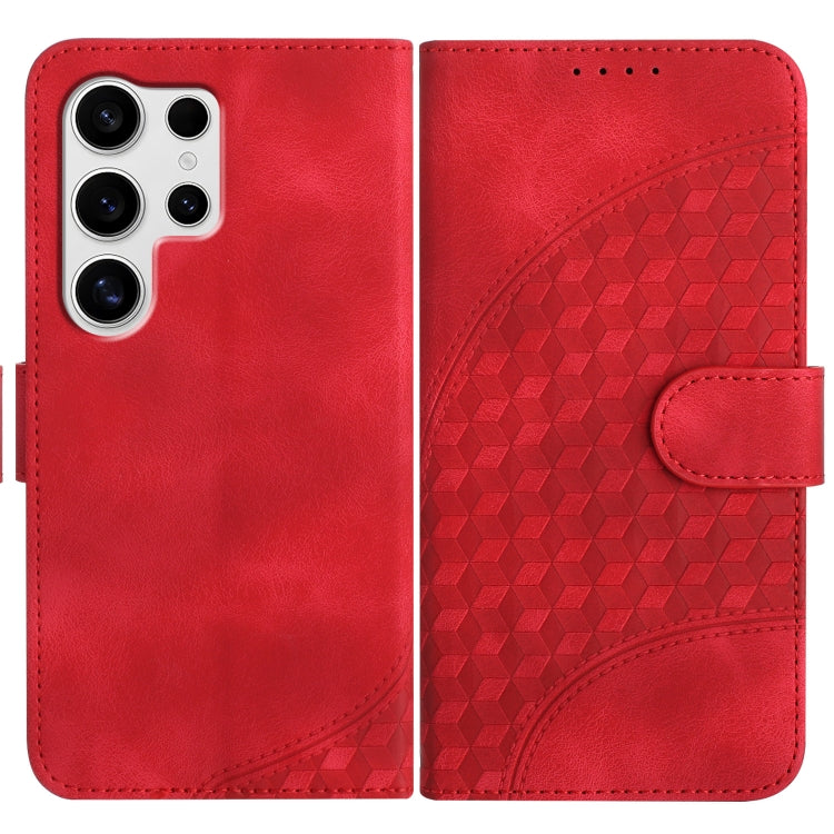 For Samsung Galaxy S25 Ultra 5G Elephant Head Embossed Phone Leather Case with Lanyard(Red) by buy2fix