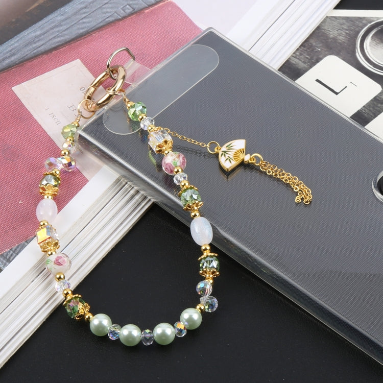 Mobile Phone Anti-lost Hand-fan Bead Chain Short Lanyard(Pink) - Lanyards & Wrist Straps by buy2fix | Online Shopping UK | buy2fix