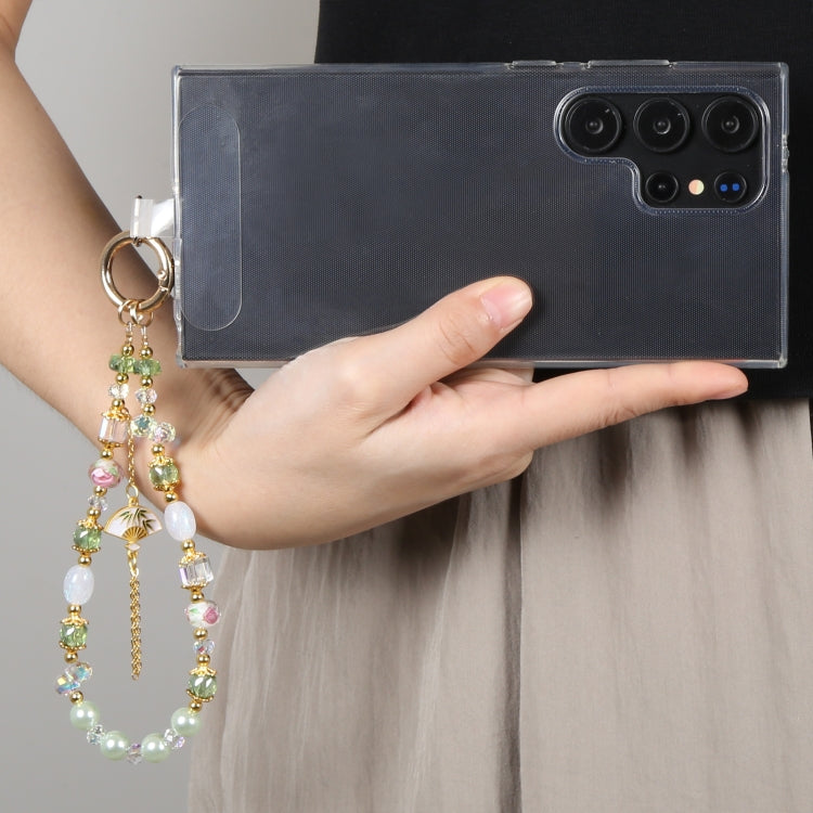 Mobile Phone Anti-lost Hand-fan Bead Chain Short Lanyard(Pink) - Lanyards & Wrist Straps by buy2fix | Online Shopping UK | buy2fix