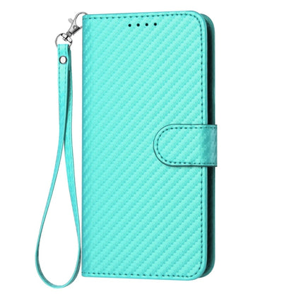 For Samsung Galaxy S25 5G YX0070 Carbon Fiber Buckle Leather Phone Case with Lanyard(Light Blue) by buy2fix