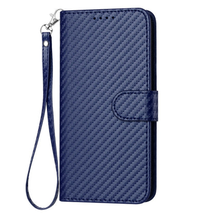 For Samsung Galaxy S25 5G YX0070 Carbon Fiber Buckle Leather Phone Case with Lanyard(Royal Blue) by buy2fix