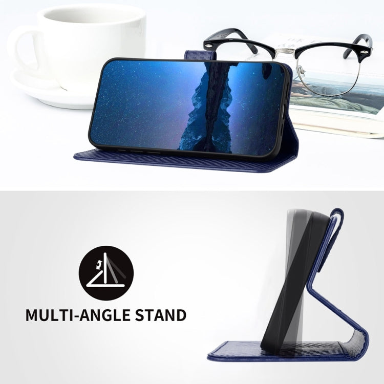 For Samsung Galaxy S25 5G YX0070 Carbon Fiber Buckle Leather Phone Case with Lanyard(Royal Blue) by buy2fix