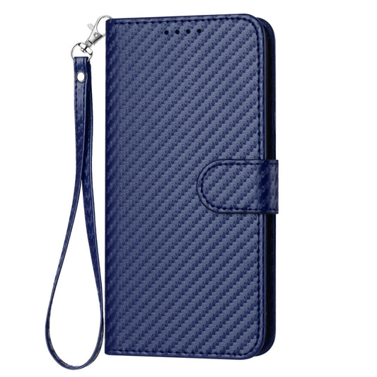 For Samsung Galaxy S25+ 5G YX0070 Carbon Fiber Buckle Leather Phone Case with Lanyard(Royal Blue) by buy2fix