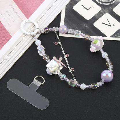 Mobile Phone Anti-lost Flower Block Bead Chain Short Lanyard(Purple) - Lanyards & Wrist Straps by buy2fix | Online Shopping UK | buy2fix