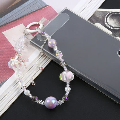 Mobile Phone Anti-lost Flower Block Bead Chain Short Lanyard(Purple) - Lanyards & Wrist Straps by buy2fix | Online Shopping UK | buy2fix