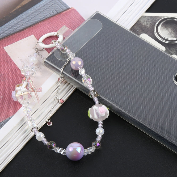 Mobile Phone Anti-lost Flower Block Bead Chain Short Lanyard(Pink) - Lanyards & Wrist Straps by buy2fix | Online Shopping UK | buy2fix