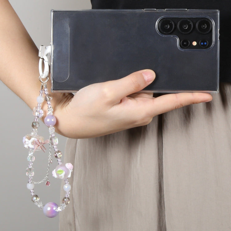 Mobile Phone Anti-lost Flower Block Bead Chain Short Lanyard(Purple) - Lanyards & Wrist Straps by buy2fix | Online Shopping UK | buy2fix