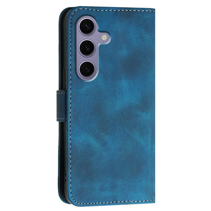 For Samsung Galaxy S25 5G Grid Butterfly Embossed Pattern Leather Phone Case with Lanyard(Dark Blue) by buy2fix