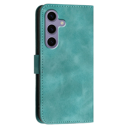 For Samsung Galaxy S25 5G Grid Butterfly Embossed Pattern Leather Phone Case with Lanyard(Light Blue) by buy2fix