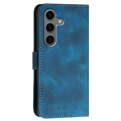 For Samsung Galaxy S25+ 5G Grid Butterfly Embossed Pattern Leather Phone Case with Lanyard(Dark Blue) by buy2fix