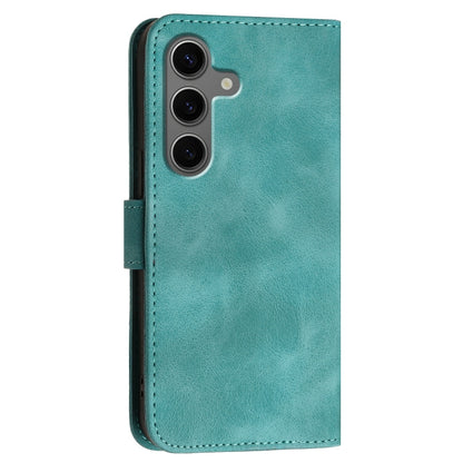 For Samsung Galaxy S25+ 5G Grid Butterfly Embossed Pattern Leather Phone Case with Lanyard(Light Blue) by buy2fix