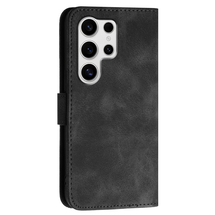 For Samsung Galaxy S25 Ultra 5G Grid Butterfly Embossed Pattern Leather Phone Case with Lanyard(Black) by buy2fix