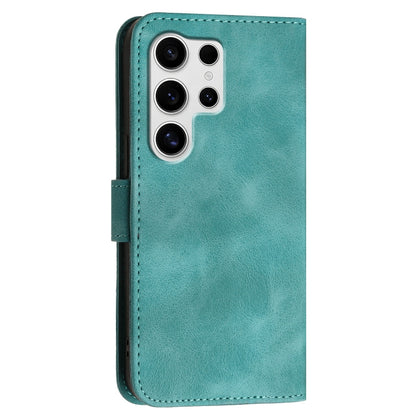 For Samsung Galaxy S25 Ultra 5G Grid Butterfly Embossed Pattern Leather Phone Case with Lanyard(Light Blue) by buy2fix