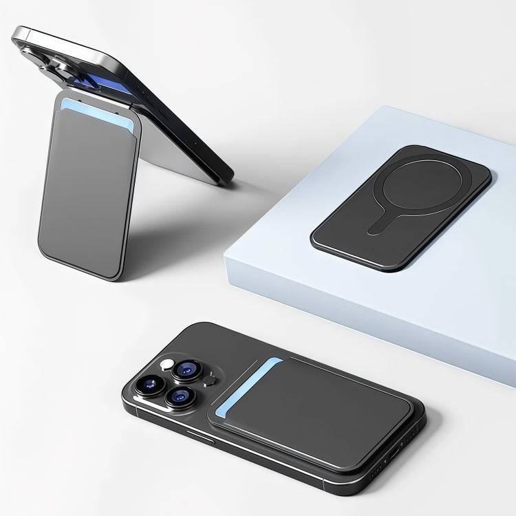 Magnetic Card Bag Phone Desktop Holder with Mirror(Navy Blue) - Others Accessories by buy2fix | Online Shopping UK | buy2fix