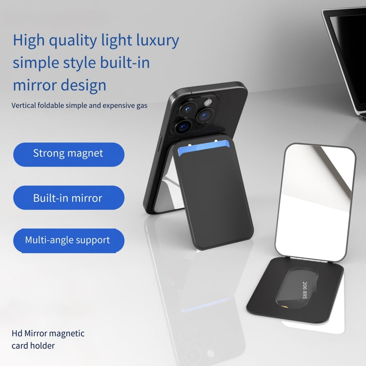 Magnetic Card Bag Phone Desktop Holder with Mirror(Orange) - Others Accessories by buy2fix | Online Shopping UK | buy2fix
