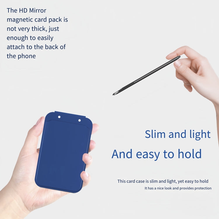 Magnetic Card Bag Phone Desktop Holder with Mirror(Navy Blue) - Others Accessories by buy2fix | Online Shopping UK | buy2fix