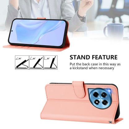 For OnePlus 12 5G Global Skin Feel Solid Color Leather Phone Case with Lanyard(Pink) - OnePlus Cases by buy2fix | Online Shopping UK | buy2fix