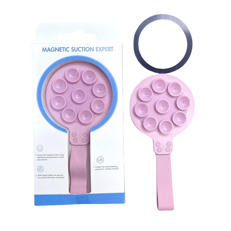 Suction Cup Magnetic Silicone Band Phone Holder(Pink) - Hand-Sticking Bracket by buy2fix | Online Shopping UK | buy2fix