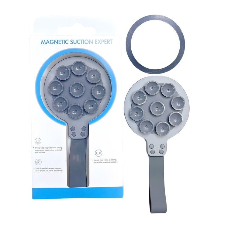 Suction Cup Magnetic Silicone Band Phone Holder(Grey) - Hand-Sticking Bracket by buy2fix | Online Shopping UK | buy2fix