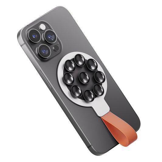 Suction Cup Magnetic Silicone Band Phone Holder(Silver Orange) - Hand-Sticking Bracket by buy2fix | Online Shopping UK | buy2fix