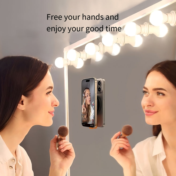 Suction Cup Magnetic Silicone Band Phone Holder(Silver Orange) - Hand-Sticking Bracket by buy2fix | Online Shopping UK | buy2fix