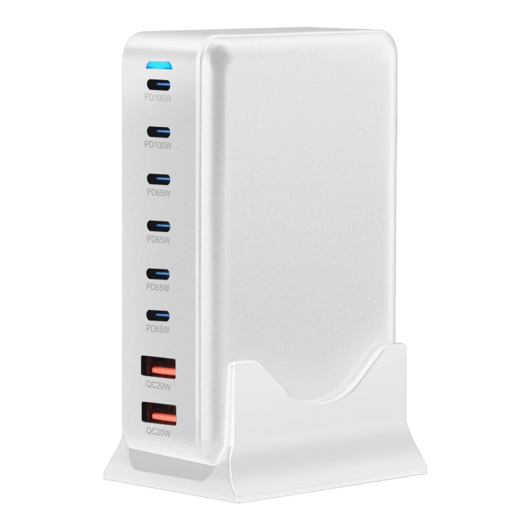 500W GaN 6 Type-C 2 USB Multi Ports Sharing Desktop Charger, Plug:US Plug(Grey) - Multifunction Charger by buy2fix | Online Shopping UK | buy2fix