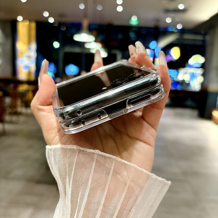 For Motorola Razr 50 Three-piece Set Pearlescent Shell Texture Phone Case(Red) by buy2fix