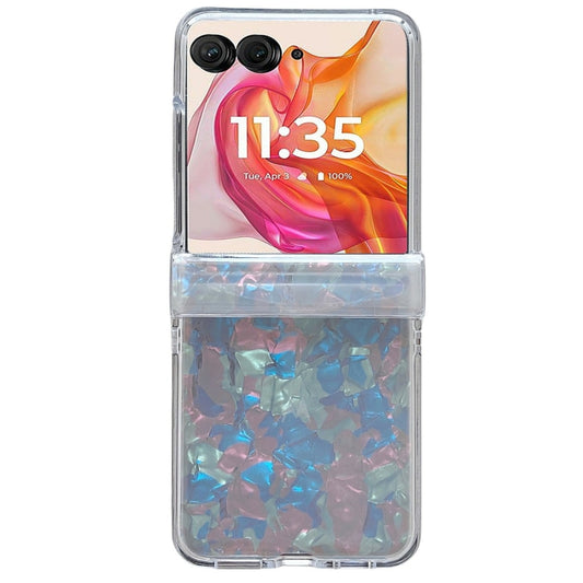 For Motorola Razr 40 Ultra Three-piece Set Pearlescent Shell Texture Phone Case(Beige) - Motorola Cases by buy2fix | Online Shopping UK | buy2fix