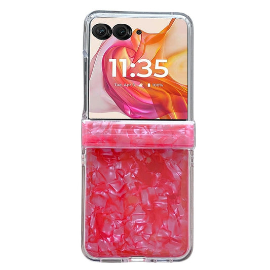 For Motorola Razr 40 Ultra Three-piece Set Pearlescent Shell Texture Phone Case(Red) - Motorola Cases by buy2fix | Online Shopping UK | buy2fix