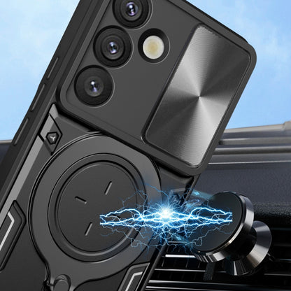 For Samsung Galaxy S25+ 5G CD Texture Sliding Camshield Magnetic Holder Phone Case(Black) by buy2fix