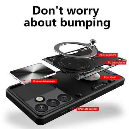 For Samsung Galaxy S25 5G CD Texture Sliding Camshield Magnetic Holder Phone Case(Black) by buy2fix