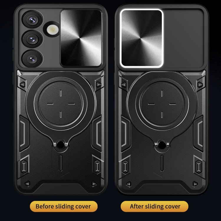 For Samsung Galaxy S25 5G CD Texture Sliding Camshield Magnetic Holder Phone Case(Black) by buy2fix