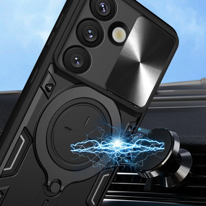 For Samsung Galaxy S25 5G CD Texture Sliding Camshield Magnetic Holder Phone Case(Red) by buy2fix