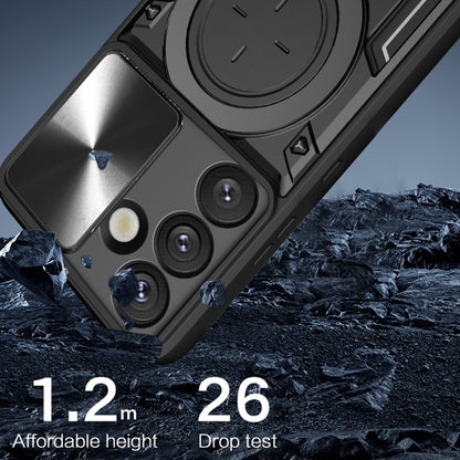 For Samsung Galaxy S25 5G CD Texture Sliding Camshield Magnetic Holder Phone Case(Red) by buy2fix