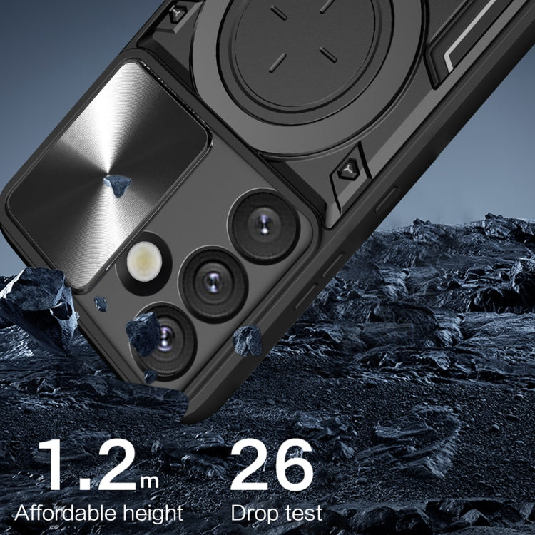 For Samsung Galaxy S25 5G CD Texture Sliding Camshield Magnetic Holder Phone Case(Silver) by buy2fix