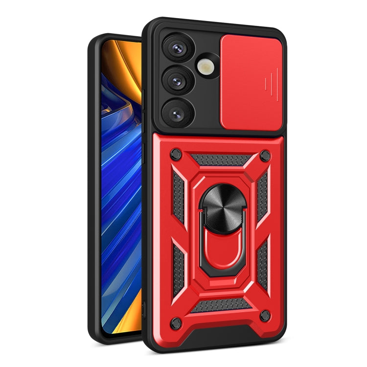 For Samsung Galaxy S25 5G Sliding Camera Cover Design TPU+PC Phone Case(Red) by buy2fix