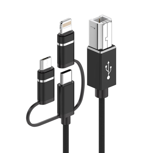 3 in 1 8 Pin, Type-C, Micro USB to USB-B MIDI Instruments Printer Cable, Length: 1m, Length:1m(Black) - Multifunction Cable by buy2fix | Online Shopping UK | buy2fix