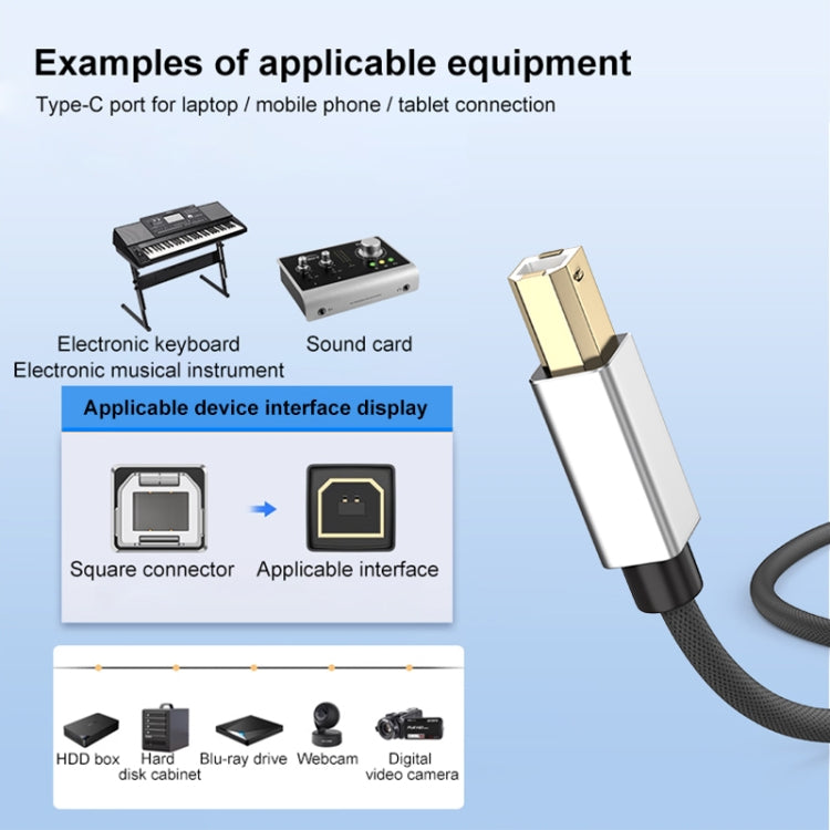 2 in 1 Type-C and USB-A to USB-B MIDI Instruments Printer Cable, Length: 1m, Length:1m(Blue) - Multifunctional Cable by buy2fix | Online Shopping UK | buy2fix