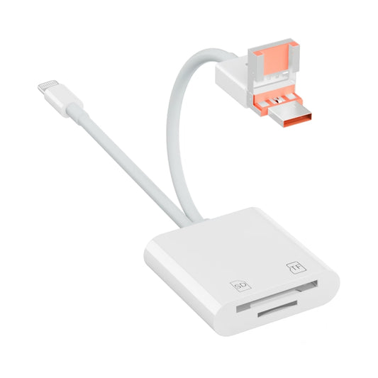 NK-101Y TL Pro USB-C / Type-C, 8 Pin, USB to TF, SD Card Slot Multi-function Card Reader(White) - U Disk & Card Reader by buy2fix | Online Shopping UK | buy2fix