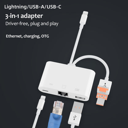 NK-107TL Pro USB-C / Type-C, 8 Pin, USB to 8 Pin, USB, RJ45 Multi-function Adapter(White) - Converter & Adapter by buy2fix | Online Shopping UK | buy2fix