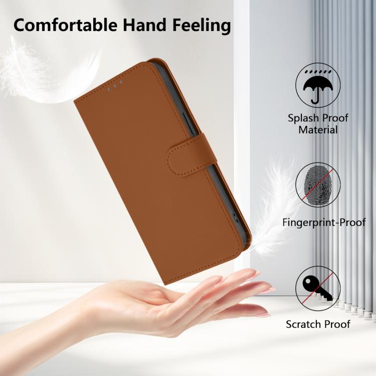 For Google Pixel 10 / 10 Pro Skin Feel Solid Color Leather Phone Case with Lanyard(Brown) - Google Cases by buy2fix | Online Shopping UK | buy2fix