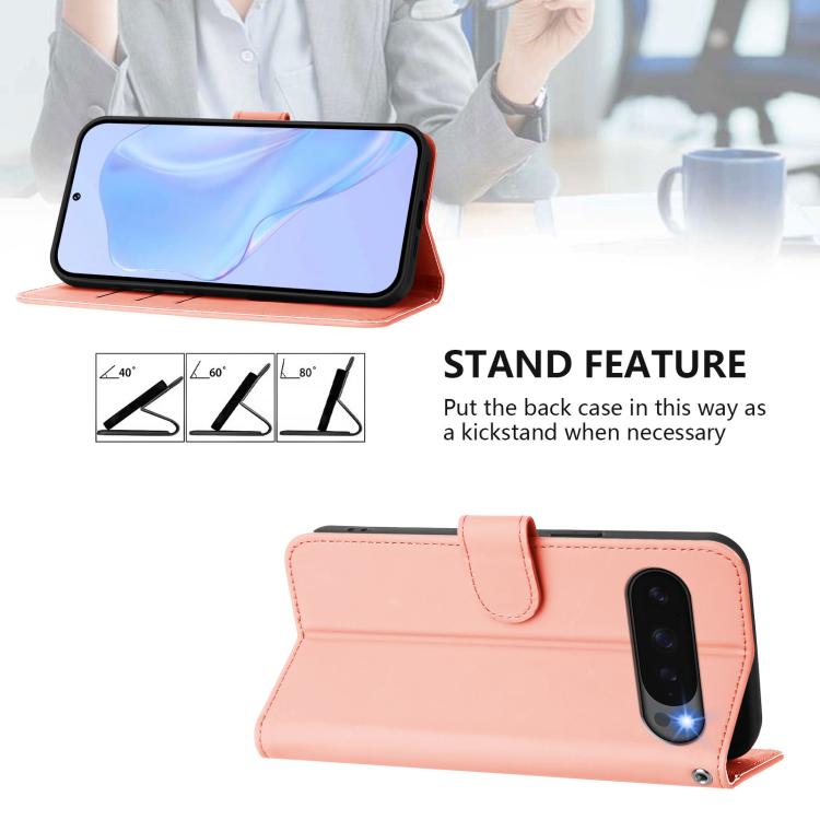 For Google Pixel 10 Pro XL Skin Feel Solid Color Leather Phone Case with Lanyard(Pink) - Google Cases by buy2fix | Online Shopping UK | buy2fix