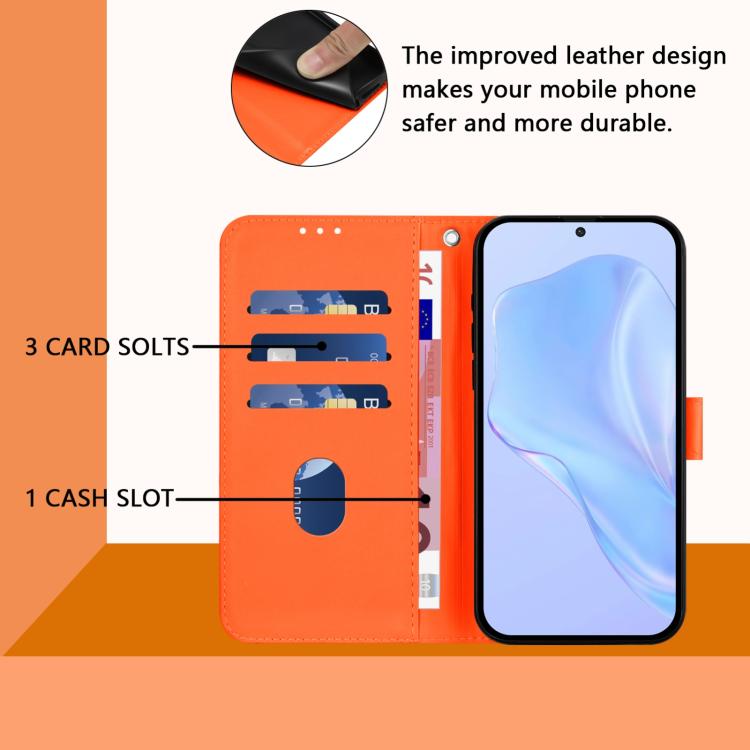 For Google Pixel 10 Pro XL Skin Feel Solid Color Leather Phone Case with Lanyard(Orange) - Google Cases by buy2fix | Online Shopping UK | buy2fix