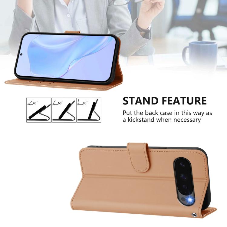 For Google Pixel 10 Pro XL Skin Feel Solid Color Leather Phone Case with Lanyard(Nude) - Google Cases by buy2fix | Online Shopping UK | buy2fix