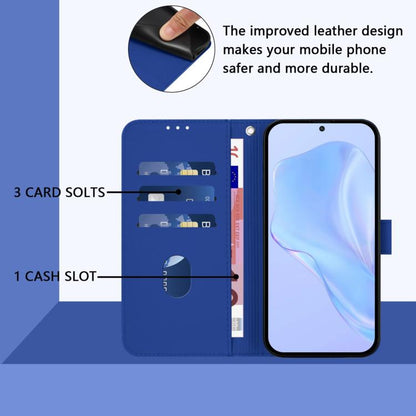 For Google Pixel 10 Pro XL Skin Feel Solid Color Leather Phone Case with Lanyard(Dark Blue) - Google Cases by buy2fix | Online Shopping UK | buy2fix