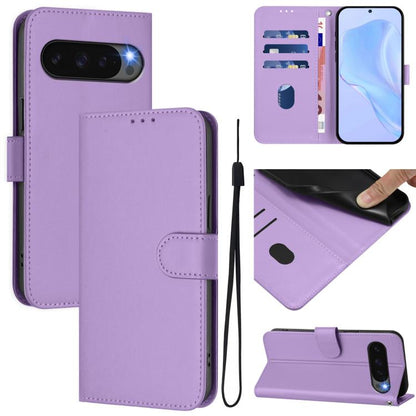 For Google Pixel 10 Pro XL Skin Feel Solid Color Leather Phone Case with Lanyard(Lavender Purple) - Google Cases by buy2fix | Online Shopping UK | buy2fix