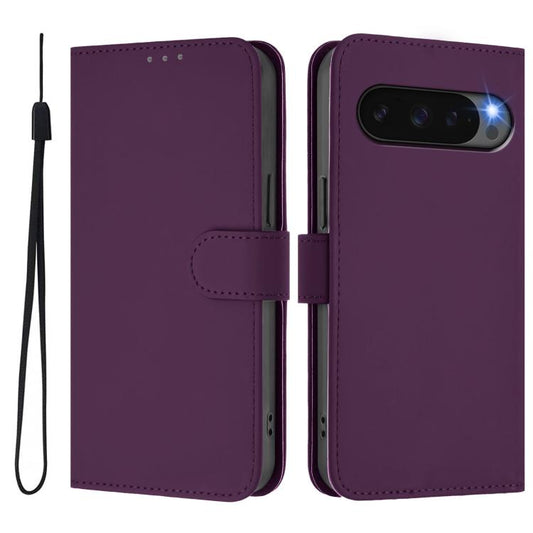 For Google Pixel 10 Pro XL Skin Feel Solid Color Leather Phone Case with Lanyard(Violet) - Google Cases by buy2fix | Online Shopping UK | buy2fix